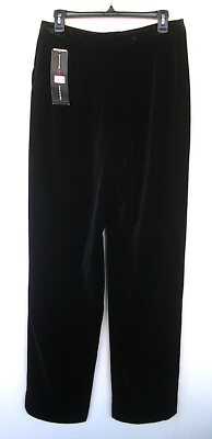 Black Velvet Pants sz 10 Emanuel Ungaro Satin Lining Straight Leg Orig $328.