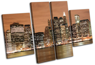 New York Skyline Pop Art City MULTI TOILE murale ART Photo Print