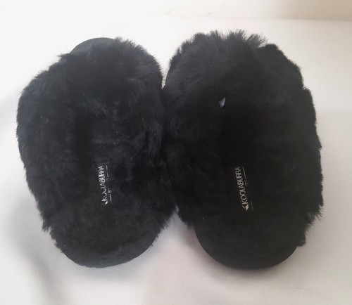 NEW Koolaburra by UGG Milo Womens Black Suede Faux Fur Lined Slippers Sz 5 - Picture 8 of 9
