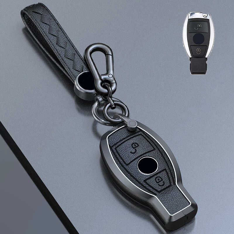 Zinc Alloy Leather Car Key Fob Case Cover For Mercedes Benz A C E GLC GLK GLA Foto 3 de 4