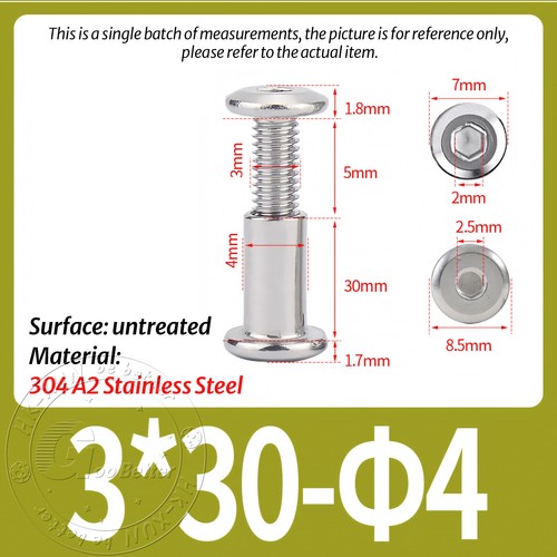 FURNITURE JOINT CONNECTOR BOLT & CAP NUT - ALLEN KEY HEAD - A2 STAINLESS STEEL - Picture 34 of 144