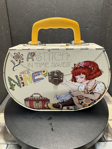 Vintage A Stitch In Time England Tin Bag