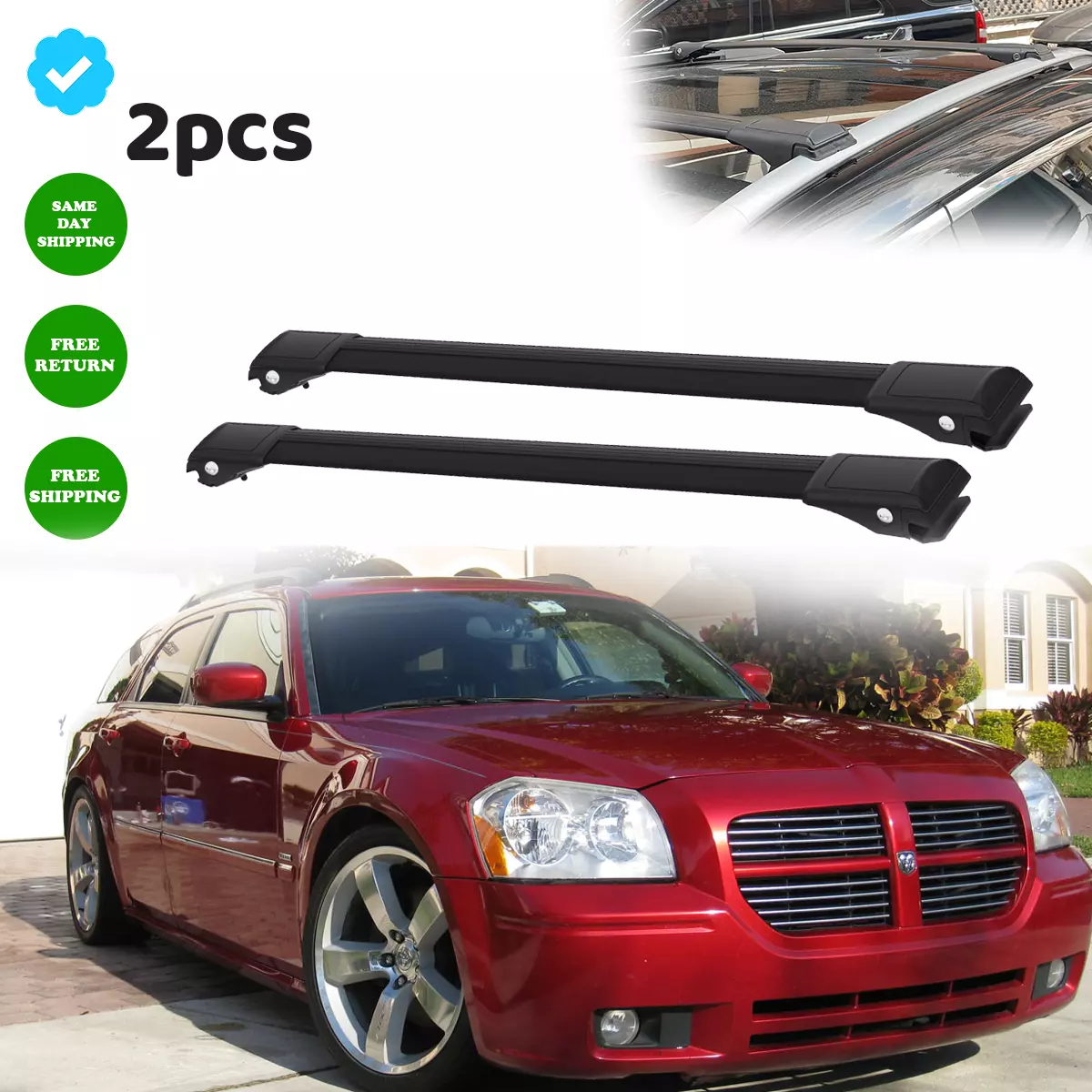 For Dodge Magnum 2005 2008 Roof Rack Cross Bars Black Set roof Bar 2pcs