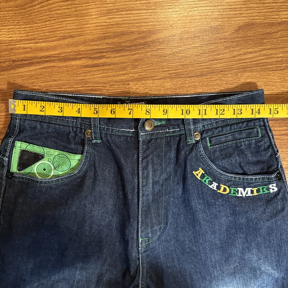 Akademiks Power Jeanus 90s Baggy Hip Hop Denim Jeans Size 16 - 30X29 Embroidered - Image 2 of 4