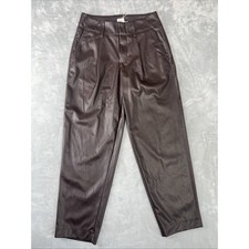 A New Day Brown Faux Leather High Rise Pants Women's Size 2