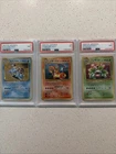 Charizard PSA 7/Venusaur PSA 9/Blastoise PSA 9. 1999 HOLO Japanese CD Promo Set.