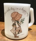 VTG 1972 Federal Milk Glass Holly Hobbie Mug "Start Each Day in a Happy Way"