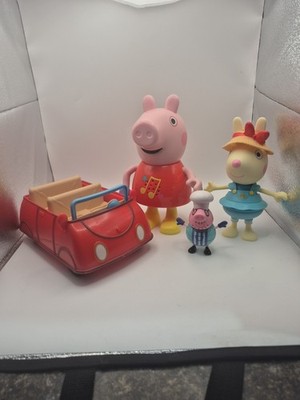 Small Lot Of Peppa Pig Toys W/ Car, Daddy Pig, Singing Peppa And Rabbit