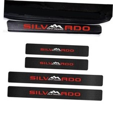 4-Piece Car Door Sill Protector, 4D Carbon Fiber Scuff Plate Stickers, Red