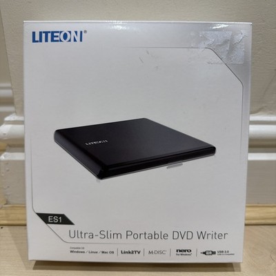 LiteOn ES1 Ultra-Slim Tragbarer USB 2.0 DVD-Brenner - Schwarz