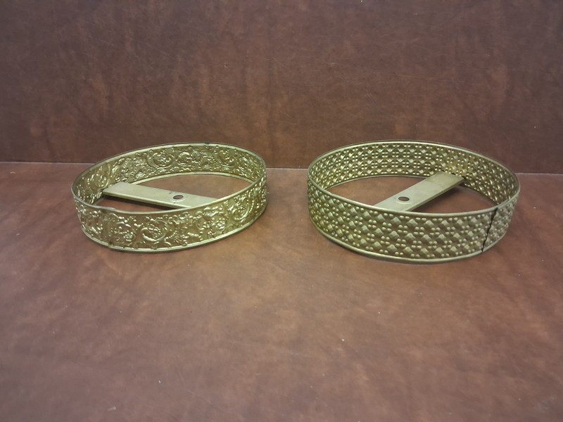 2 Vintage Brass Shade Rings For Slag Glass Shades/ Lighting
