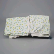 Carter's Vintage Receiving Blanket Green Bears Yellow Bunnies Cotton USA made x2