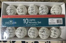 Kirt S Adler LED LACE GLOBE CHRISTMAS NOVELTY LIGHT SET 10 Bulbs New In Box