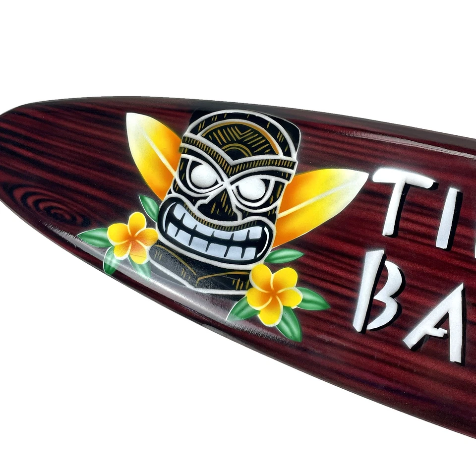 Tabla de surf Tiki Bar de madera decoración de pared 39,5" arte decorativo para letreros de playa Foto 3 de 4