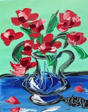 FLOWERS Original Oil PAINTING    Abstract Modern CANVAS  made in CANADA