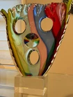 LARGE FORMIA MURANO SIGNED GLASS CLOWN SCULPTURE 17 BY 16 1/2 INCHES ITALY