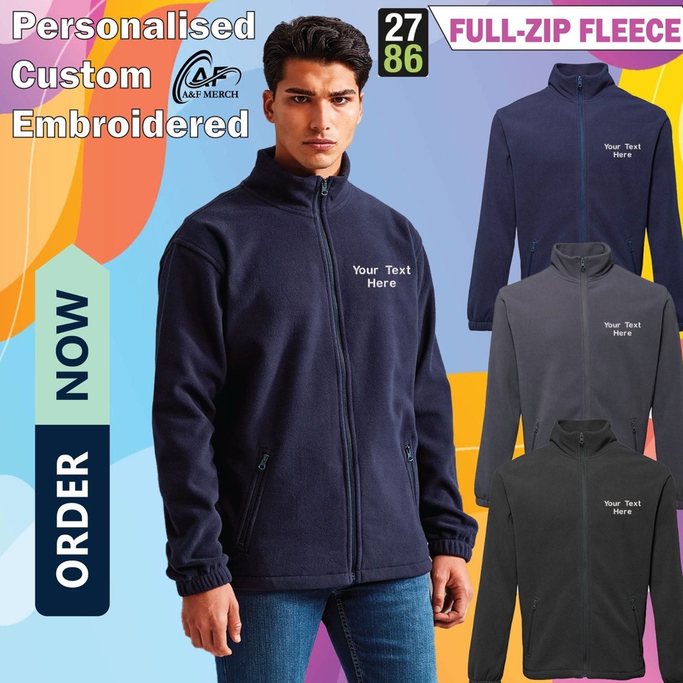 Chaqueta Polar Con Cremallera Personalizada TS014 Bordada Negro Azul Gris