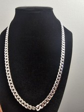 925 Sterling Silver Cuban Link Chain 6.5mm Necklace 20in Lobster Clasp.