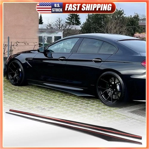 For BMW F06 650i 640I M6 4-Door 2012-19 REAL CARBON Side Skirts Extension Lips