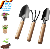 Gartenwerkzeug Set, 3-Teiliges Mini GartengeräTe Set, Gartenschaufel Klein, Holz