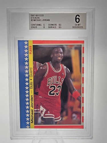 1987 Fleer Sticker Michael Jordan #2 card