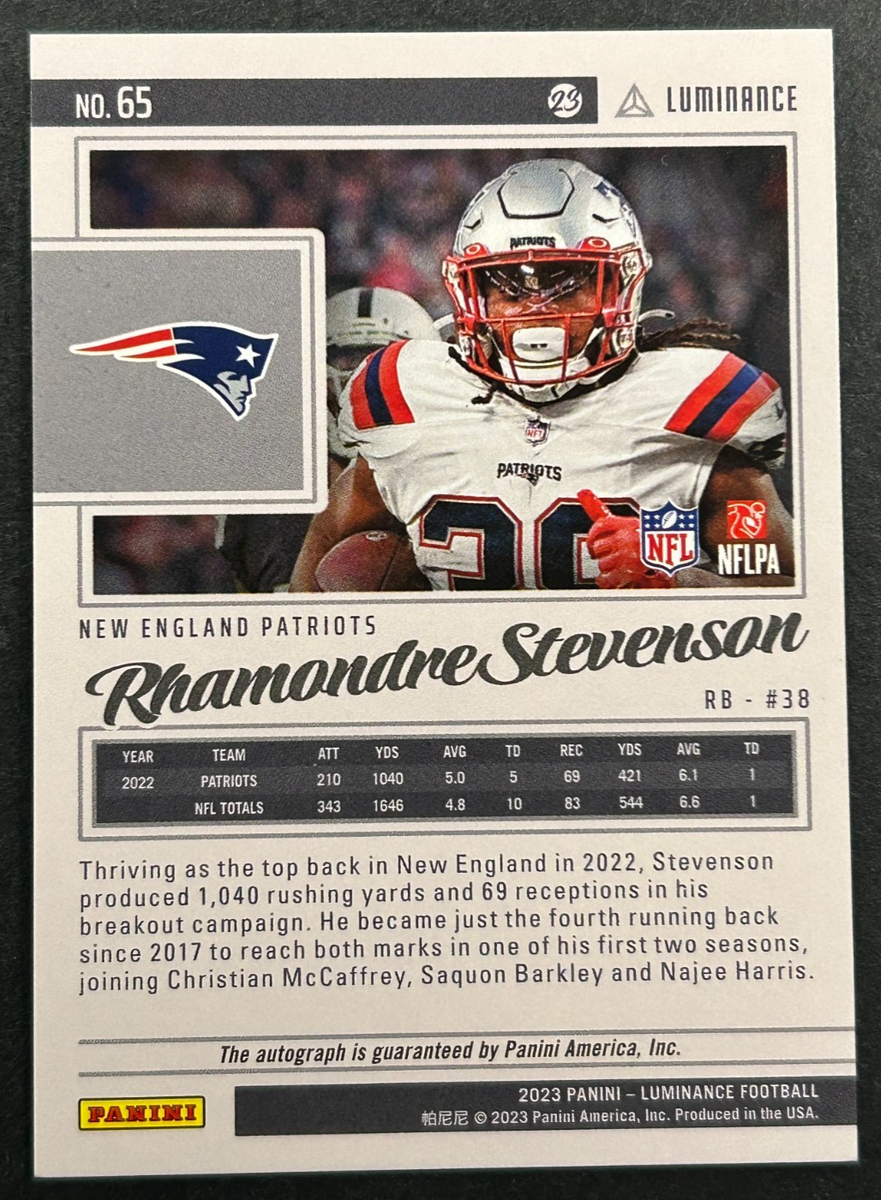 AHOF STEVEN LUMINOUS トレカ 2023 Panini Luminance - Rhamondre Stevenson #65 New England