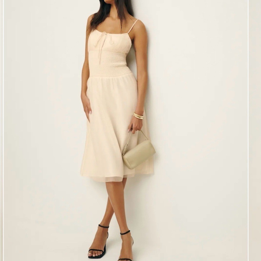 Reformation Laly Dress Elegant Cream Spaghetti Strap Dress Size 0