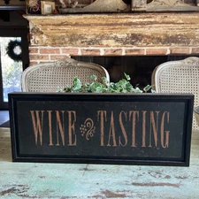 Wine Tasting Sign - Rustic Distressed Wood Sign  8 x 19.5"