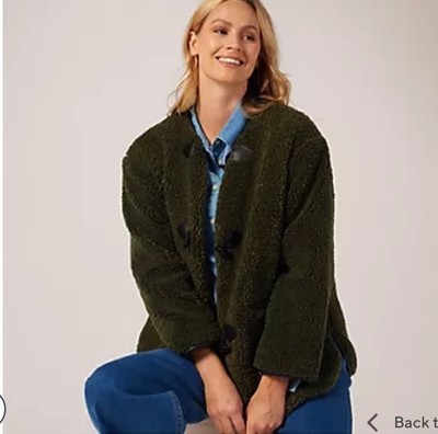 Centigrade Damen Teddy Fleece Toggle Borg Jacke Oliv XL NEU UVP 84£