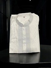 White Classic Comfort: Boys Cotton Kurta, Traditional Cultural Wear