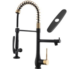 GIMILI Black and Gold Kitchen Faucet with Pull Down Sprayer Single Handle Hig...