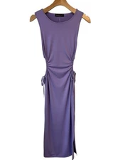 Absolutely Love It  Pencil Dress Size L Purple Sleeveless Split Bodycon Midi NEW