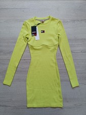 Tommy Jeans Women's Corset Badge Dress Light Citrus Colour, Size XXS, Brand New