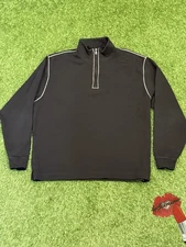 Scott Barber 1/4 Zip Long Sleeve Large Black Pullover Shirt Sweater Pima Cotton