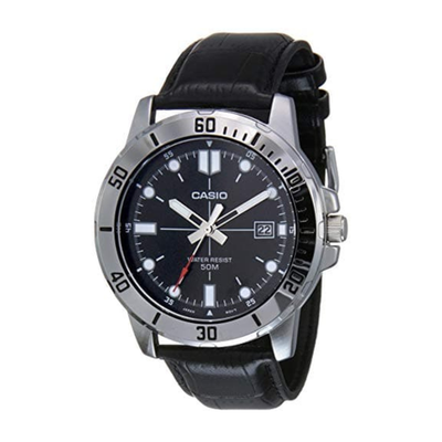 ケルビ Casio MTP-VD01L-1EVUDF Men's Black Leather Strap Japanese Quartz