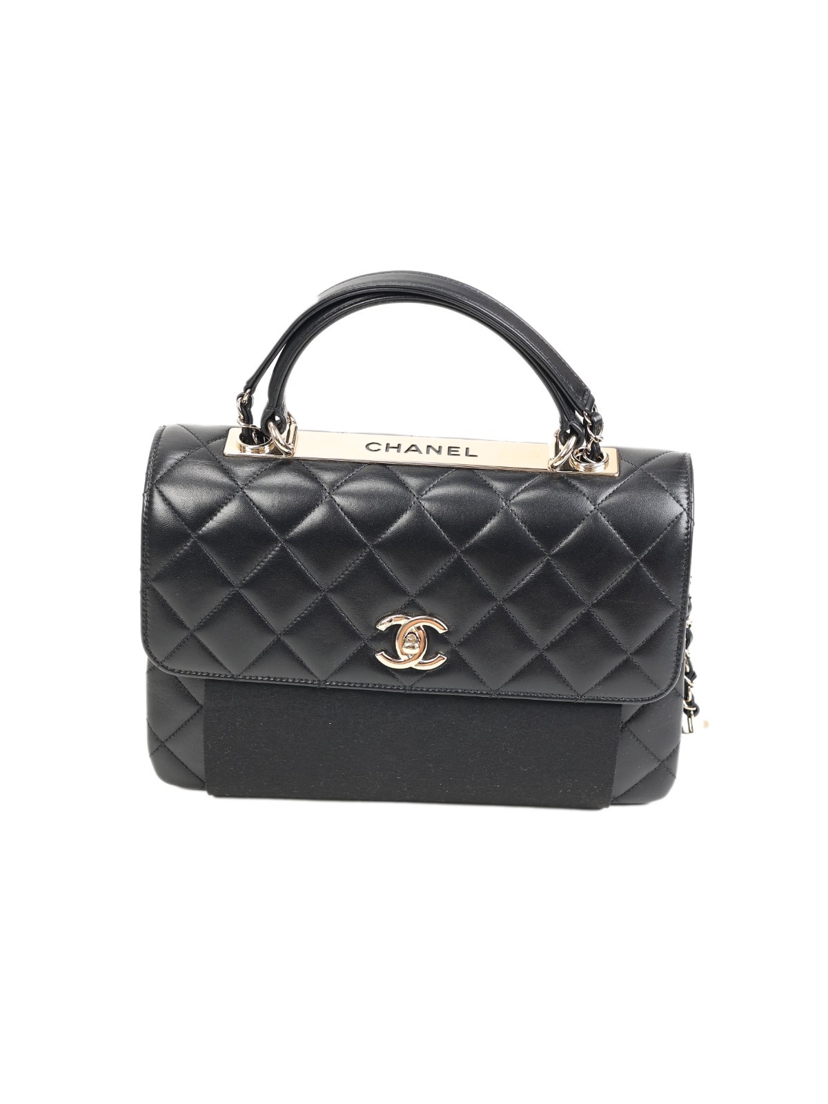 Women's CHANEL black leather Trendy CC Top Handle Bag