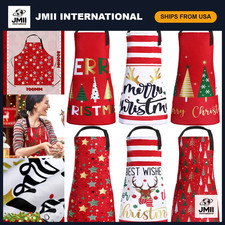 6 Pcs Christmas Aprons with Pockets Kitchen Aprons, Xmas, White