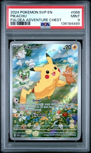 2024 POKEMON SVP 088 EN-SV BLACK STAR PROMO PALDEA ADVENTURE CHEST PIKACHU PSA 9