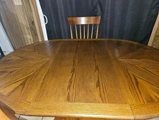 Oak Wood Dining Table with Spindle Back Chair Set