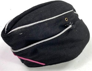WWII GERMAN HEER PANZER BLACK WOOL M1940 OFFICER NCO OVERSEAS SIDE CAP-LARGE