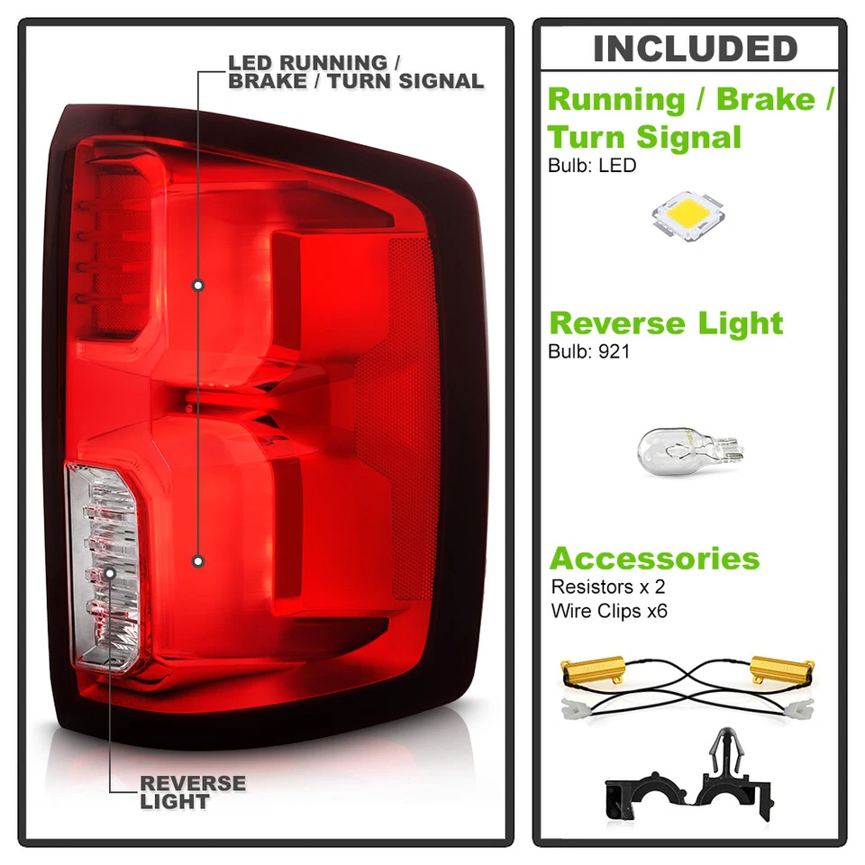 Luces traseras LED lámparas para Chevy Silverado 1500 2014-2018 [actualización incandescente] Foto 4 de 4