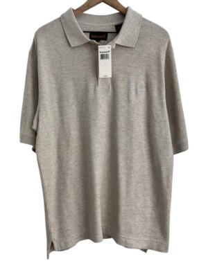 Timberland Large L LG Mens Polo Shirt Short Sleeve Beige Summer Casual