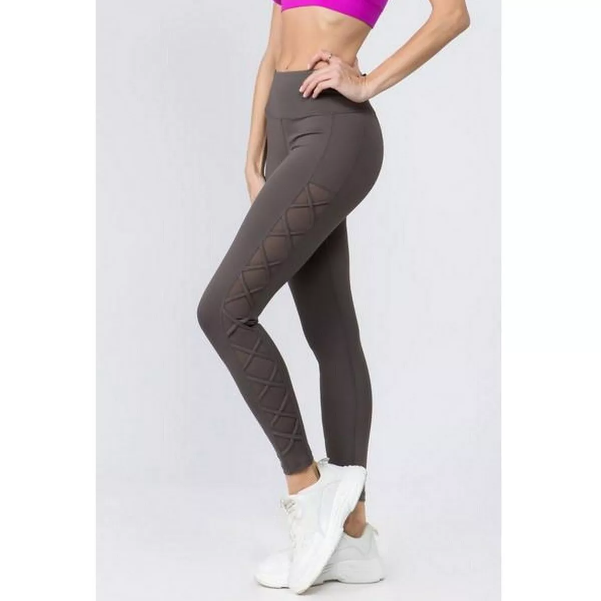 Women's Active Lace-Up Mesh Side Workout Legging