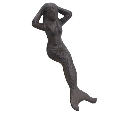 Kleine Meerjungfrau Gusseisen Statue Figur Ornament Garten Wasser Teich Regal sitzend