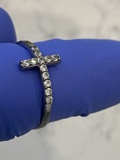Vintage ATI 925 STERLING SILVER SIDEWAYS CROSS RING SIZE 7 FAITH Christian Ring