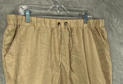 MOSSIMO Womens XL Silky Pants Tan Pull On Drawstring Lightweight Tapered 38X31 - Picture 2 of 10