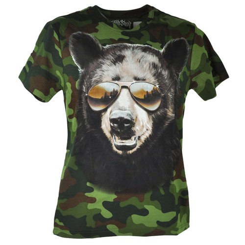 Fifth Sun Grizzly Bear Aviator Camouflage Camo Graphic Tshirt Tee Shirt  - Bild 2 von 6