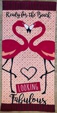 Image of FLAMINGOS BEACH TOWEL VERY SOFT MICROFIBRE 150cm x 70cm FAST DRYING
