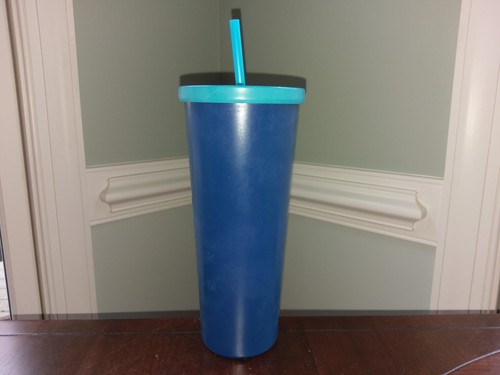 Starbucks Iced Coffee To Go Cold Cup Travel Tumbler Navy Blue Turquoise Aqua Lid - Picture 4 of 12