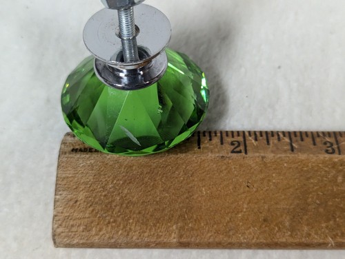 Dresser Drawer Cabinet Pull Knob Faceted Handle Glass Diamond Crystal Dark Green - Picture 6 of 6